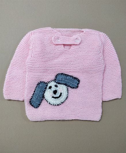 Knit Masters Dull Sleeves Bunny Design Sweater - Baby Pink