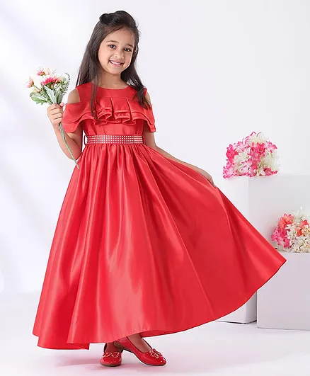 Mark & Mia Cold Shoulder Sleeves Gown - Red