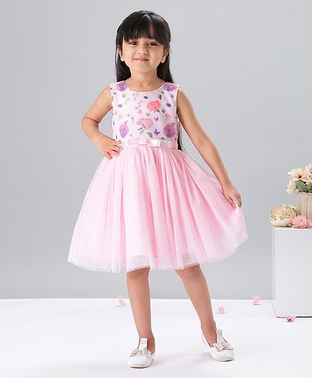 Mark & Mia Sleeveless Printed Party Frock - Light Pink