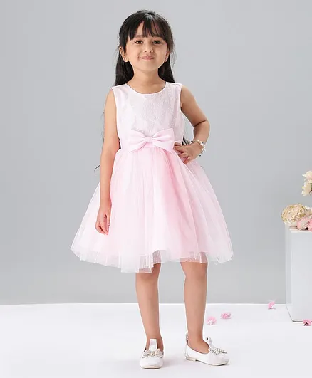 Mark & Mia Sleeveless Party Frock Bow Detail - Light Pink