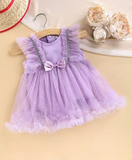 Mark & Mia Flutter Sleeves Frock style Onesie Sequin Embellishment - Purple