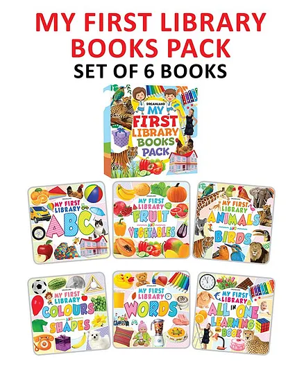 Dreamland My First Library Books Pack - A Collection of 6 Early Learning Books for Children , ABC, Colours & Shapes, Animals & Birds, Fruits & Vegetables, Words, All in One Learning Book