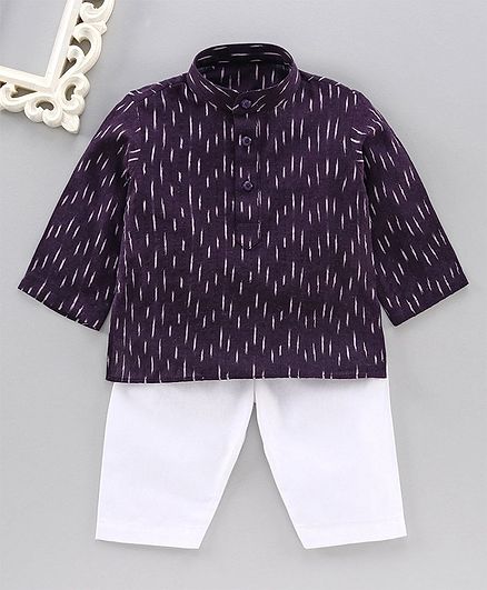 JAV Creations Ikat Full Sleeves Kurta With Pyjama - Purple
