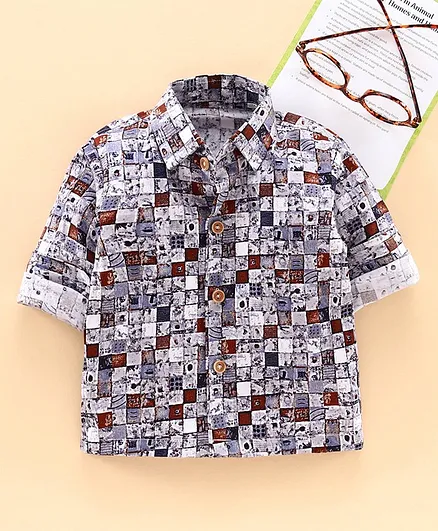 JAV Creations Checks Printed Full Sleeves Shirt - White + Blue