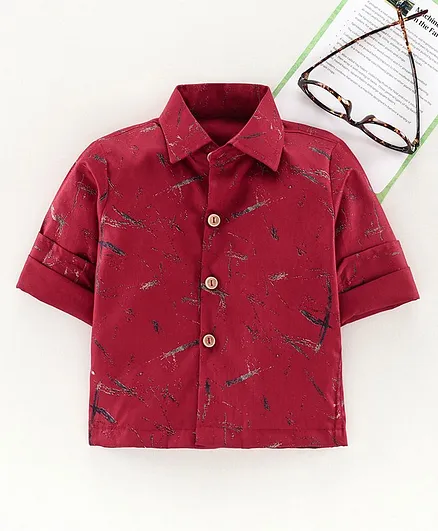 JAV Creations Printed Full Sleeves Shirt - Red
