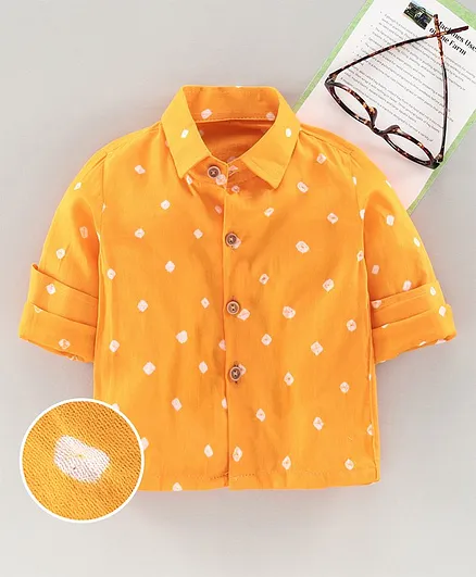 JAV Creations Bandhani Full Sleeves Shirt - Golden Yellow