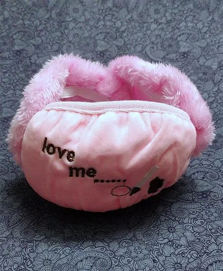 Kid-O-World Love Me Design Ear Muffs Cum Face Mask - Light Pink