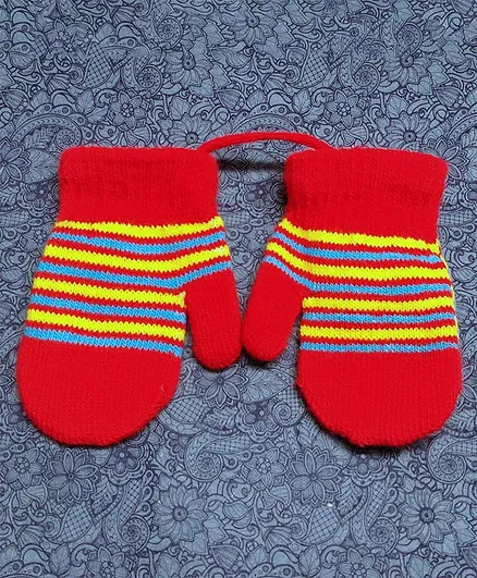 Kid-O-World Stripped Mittens - Red