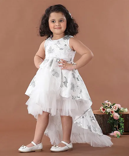 Mark & Mia Sleeveless High Low Embellished Frock - White