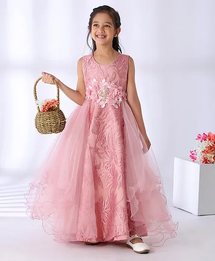 Mark & Mia Sleeveless Floral Embroidered Party Gown - Pink