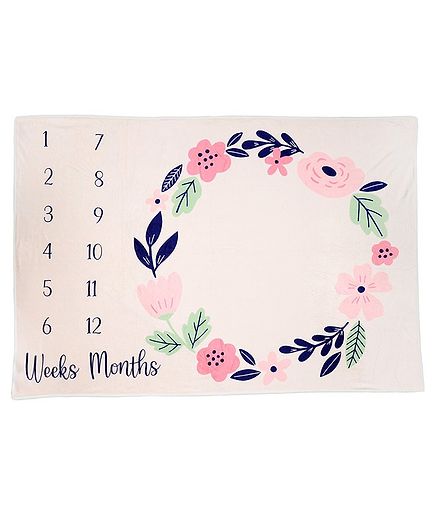 The Mom Store My Garden Baby Milestone Blanket - Pink