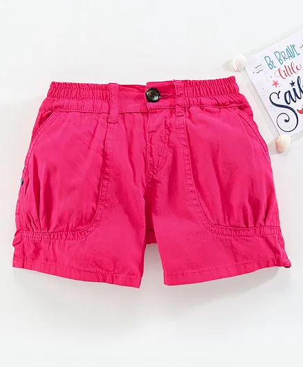 Olio Kids Knee Length Cotton Shorts - Pink