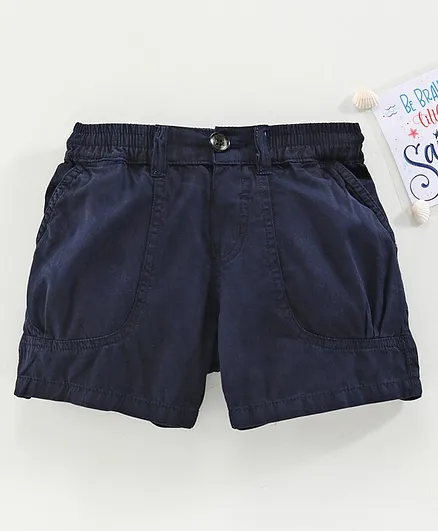 Olio Kids Knee Length Cotton Shorts - Navy Blue