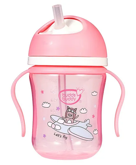 Buddsbuddy BPA Free Anti Spill Design Softy Straw Baby Sipper Cup Pink BB7221- 220ml