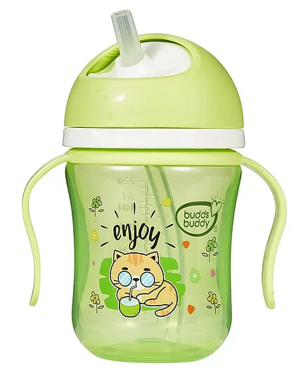Buddsbuddy BPA Free Anti Spill Design Softy Straw Baby Sipper Cup Green BB7221- 220ml