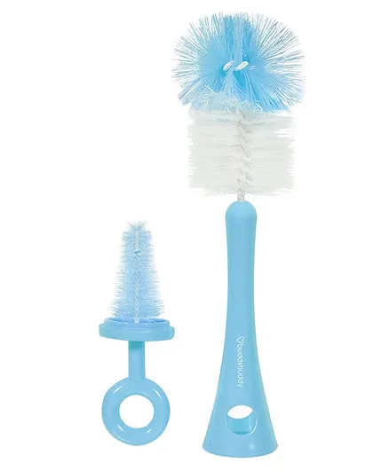 Buddsbuddy 2 in 1 Ding Dong BPA Free Bottle Brush Set for Baby Feeding Bottle and Nipple - Blue