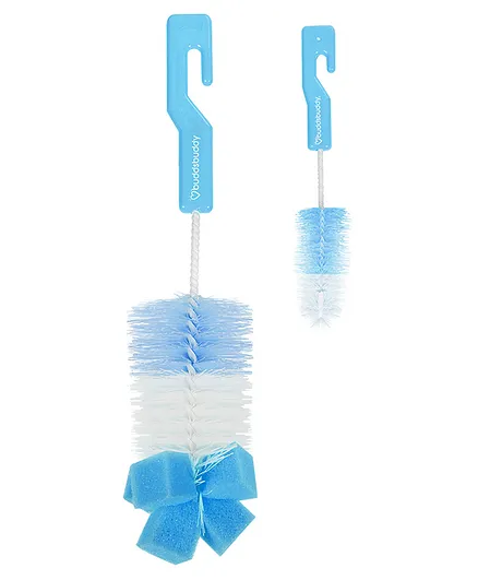 Buddsbuddy 2 in 1 Classic Baby Bottle and Nipple Cleaning Brush BB7227 - Blue