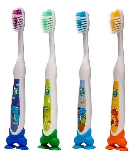 Buddsbuddy Dinosaur Tooth Brush Pack of 4 - Multicolour
