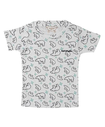 Kid Studio Short Sleeves Bear Print Tee - White