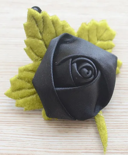 Pretty Ponytails Satin Rose Flower Hair Clip - Blue
