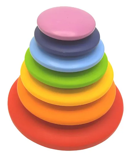 Wufiy Wooden Rainbow Pebble Stacking Toy Multicolor - 7 Pieces