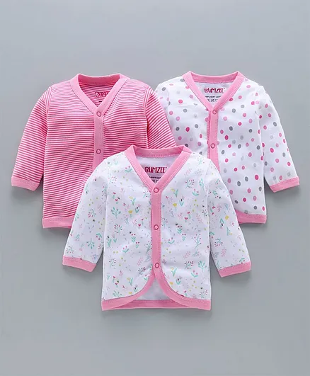 Bumzee Pack Of 3 Full Sleeves Floral Print Vests - Pink
