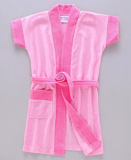 Bumzee Half Sleeves Solid Bathrobe - Pink