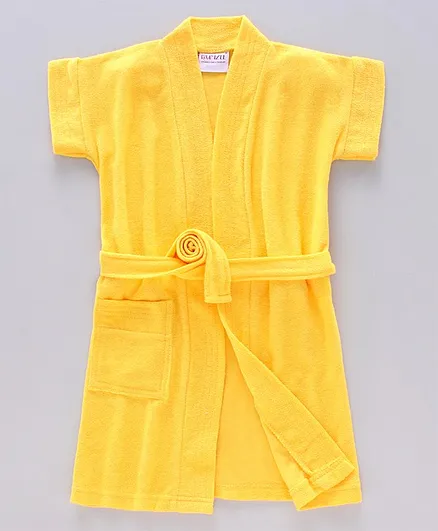 Bumzee Half Sleeves Solid Bathrobe - Yellow