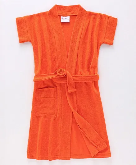 Bumzee Half Sleeves Solid Bathrobe - Orange
