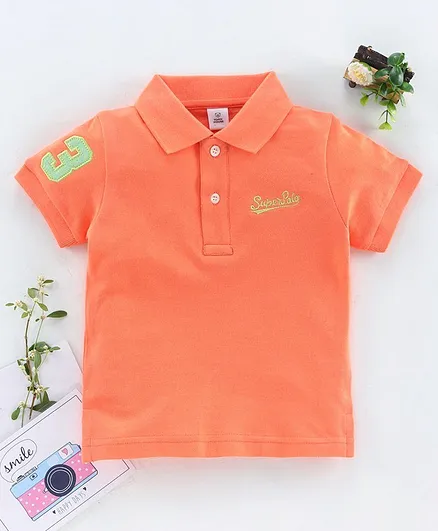 ToffyHouse Half Sleeves Polo T-Shirt Super Polo Embroidery- Orange