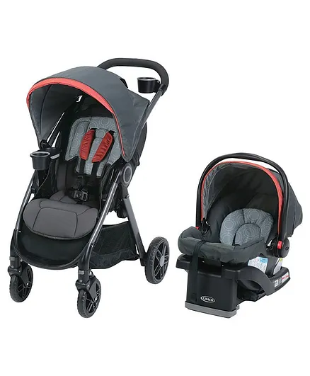 Graco Fast Action DLX Travel System - Black Red