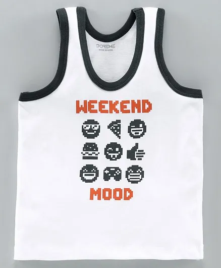 Doreme Sleeveless Vest Weekend Mood Print - White Grey