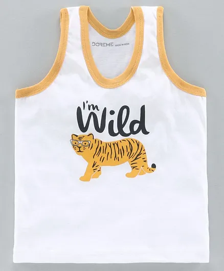 Doreme Sleeveless Vest Tiger Print - White Yellow