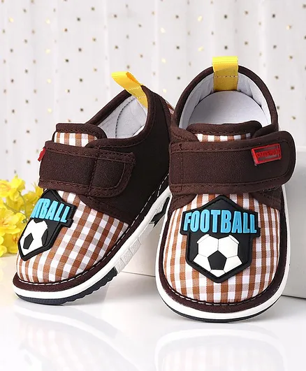 Cute Walk by Babyhug Casual Shoes Football Embroidery - Brown