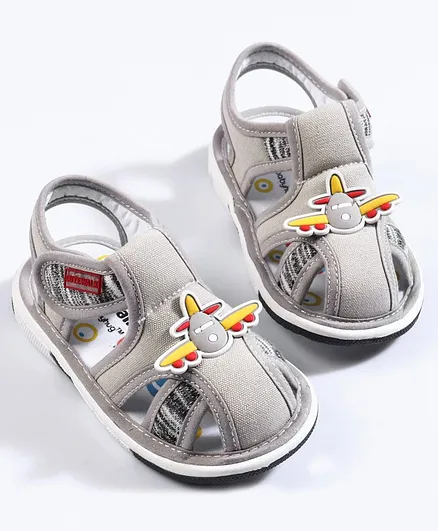 Cute Walk by Babyhug Sandals Airplane Patch - Grey