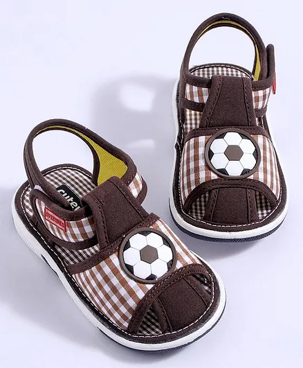 Cute Walk by Babyhug Sandals Football Patch - Brown