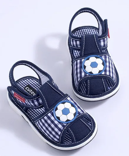Cute Walk by Babyhug Sandals Football Patch - Dark blue