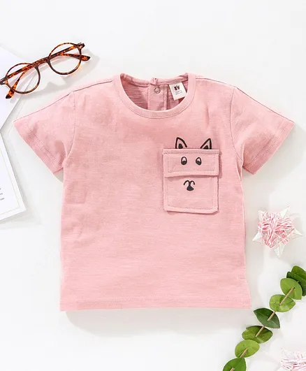 ToffyHouse Half Sleeves Tee Pocket Print - Pink