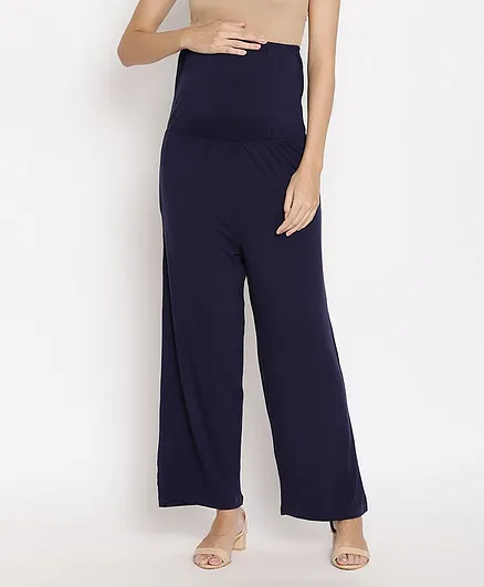 Bella Mama Solid Color Palazzo - Navy Blue