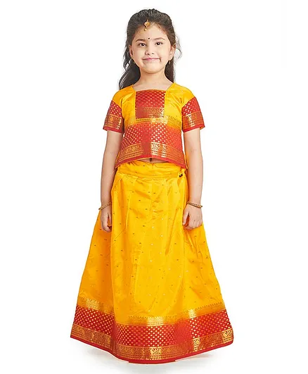 Bhartiya Paridhan Jacquard Design Lehenga Choli Set - Yellow
