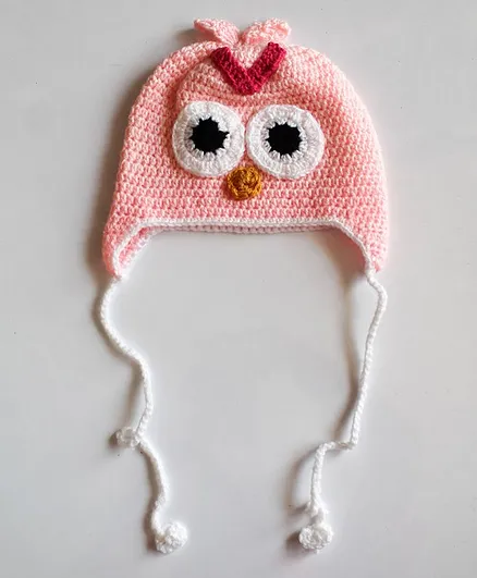 Woonie Handmade Owl Design Cap - Circumference 47 - Pink