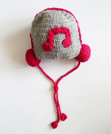 Woonie Handmade Headphone Design Cap - Circumference 49 - Grey
