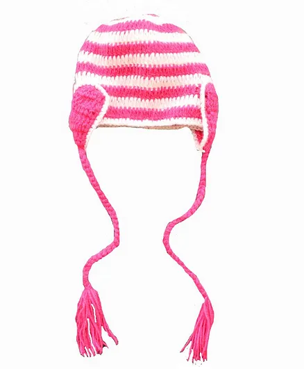 Woonie Handmade Striped Cap - Circumference 49 - Pink