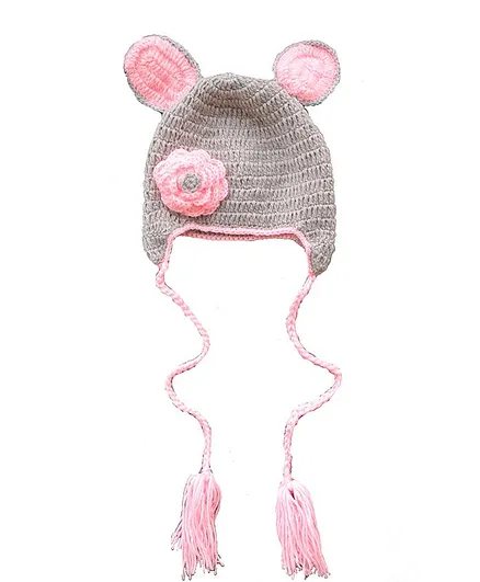 Woonie Handmade Ear Applique Cap - Circumference 49 - Grey