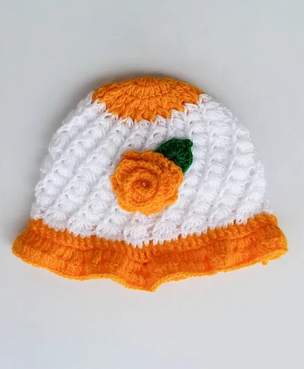 Woonie Handmade Flower Design Cap - Orange