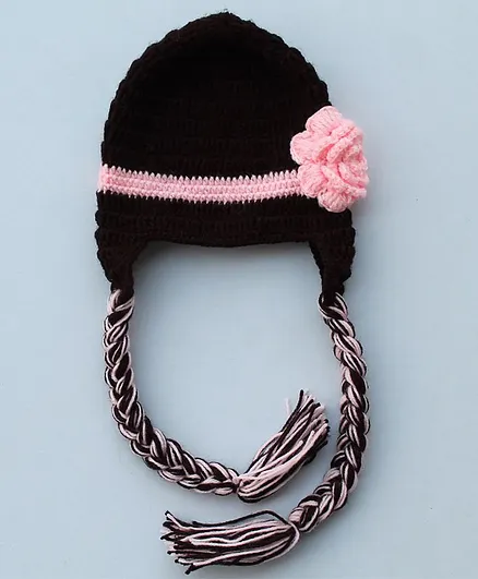 Woonie Handmade Braided Cap - Circumference- 49 - Brown