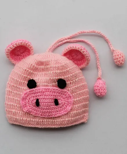Woonie Handmade Pig Cap - Circumference - 49 - Pink