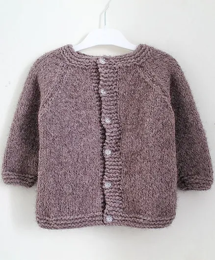 Woonie Handmade Glitter Finish Full Sleeves Sweater - Brown