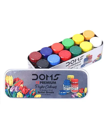 Doms Premium Poster Colours Pack of 12 - 15 ml Each