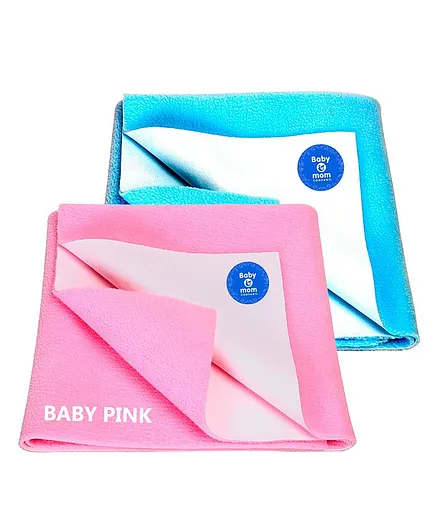 BABY & MOM COMPANY® New Born Combo Waterproof Bed Sheet, 2 Small Size - Blue + Pink